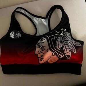 Women's Black and Red Sports Swim Top